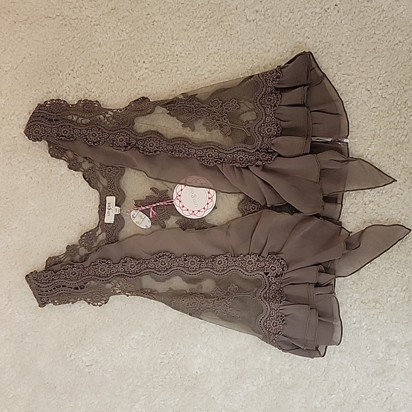 Oyemwen Tan Tulle Vest main image 1